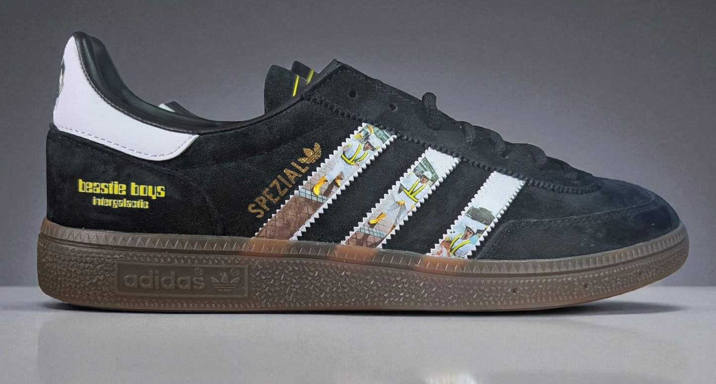 Limited edition Beastie Boys Intergalactic Adidas custom Black / white Handball Spezial trainers / sneakers