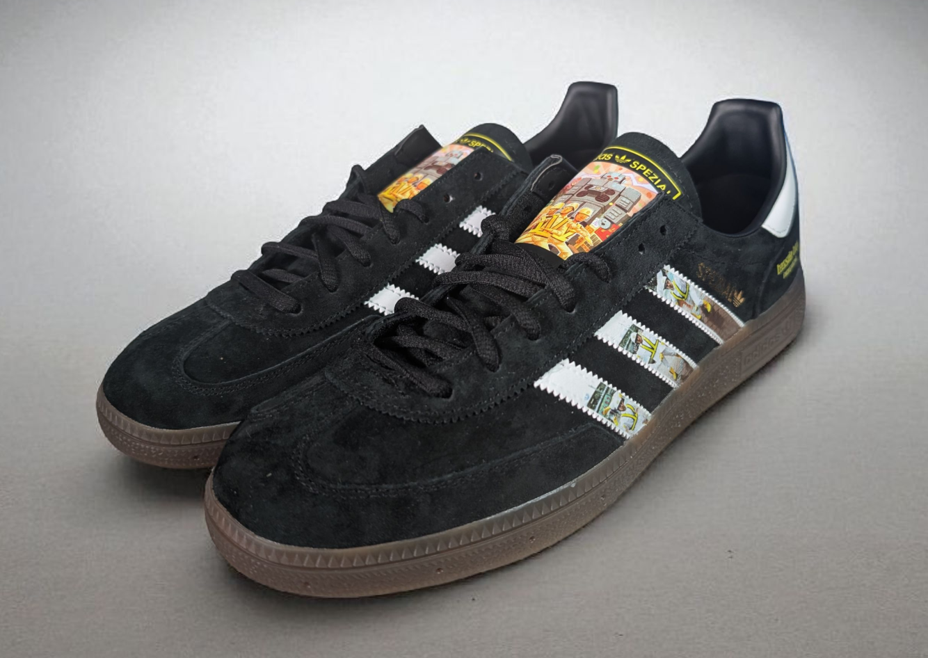 Limited edition Beastie Boys Intergalactic Adidas custom Black / white Handball Spezial trainers / sneakers