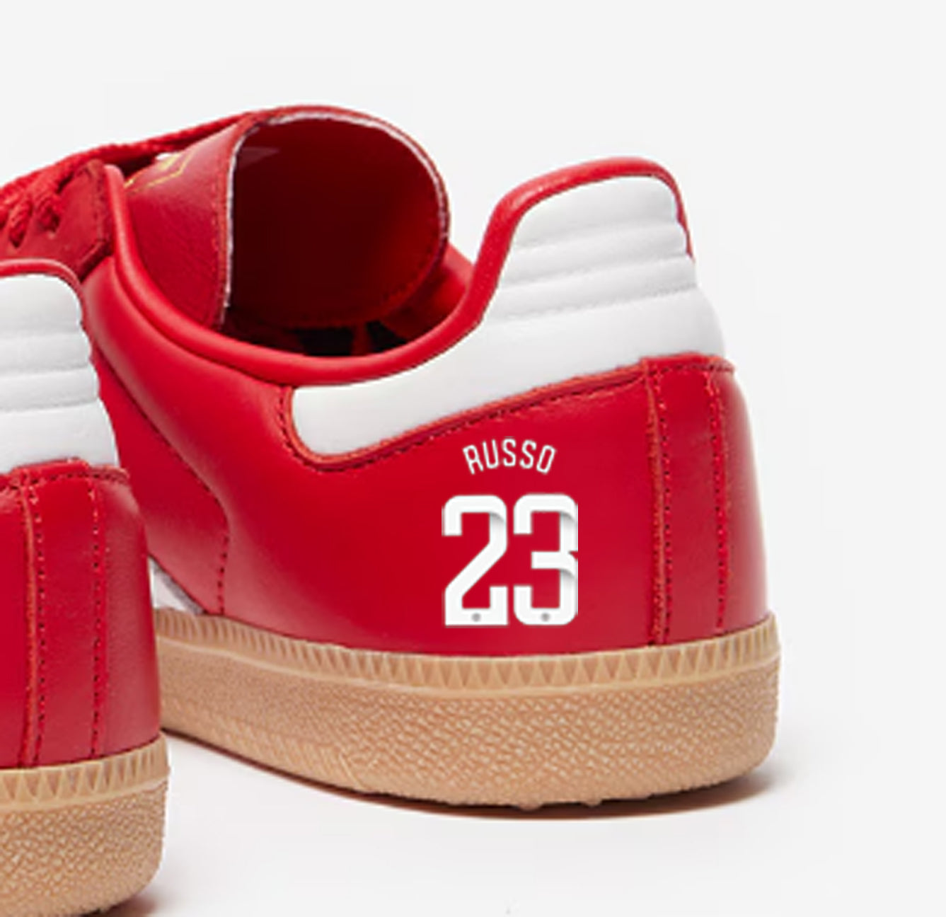 Limited edition Arsenal FC Alessio Russo Adidas red custom samba trainers / sneakers