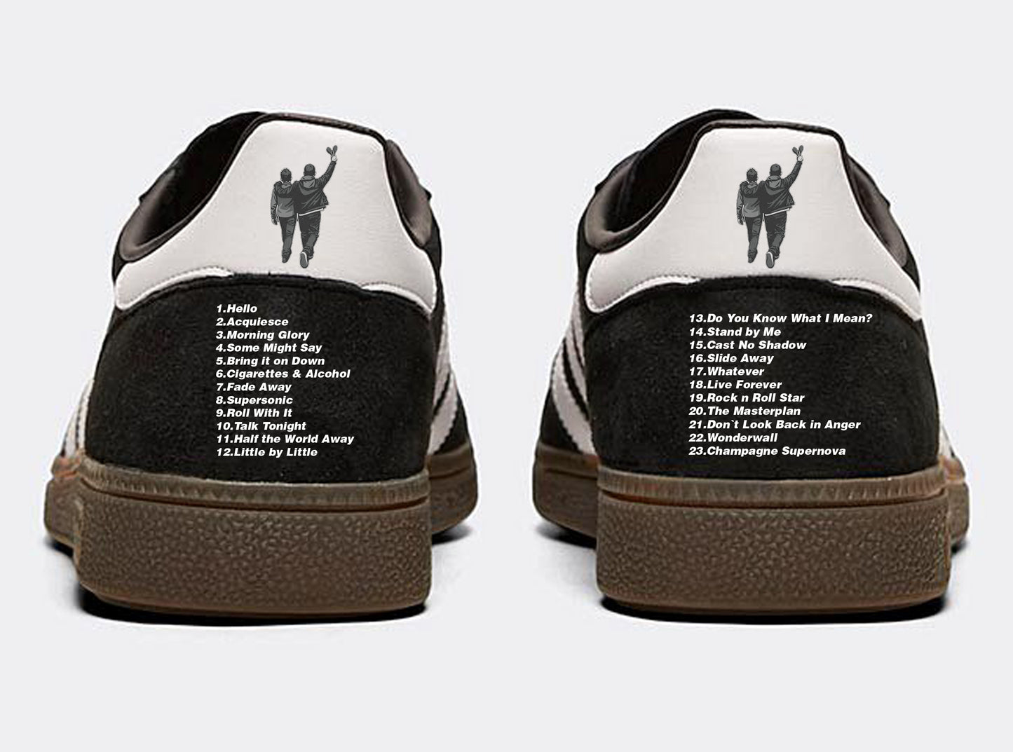 Limited edition Oasis Live 25 Heaton Park Adidas custom Black / white Handball Spezial trainers / sneakers