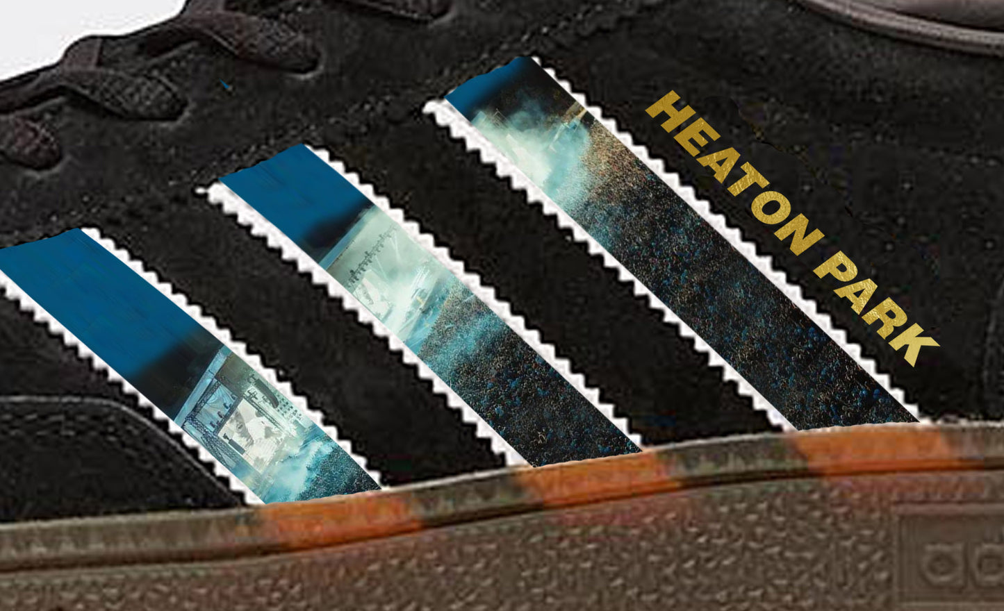 Limited edition Oasis Live 25 Heaton Park Adidas custom Black / white Handball Spezial trainers / sneakers