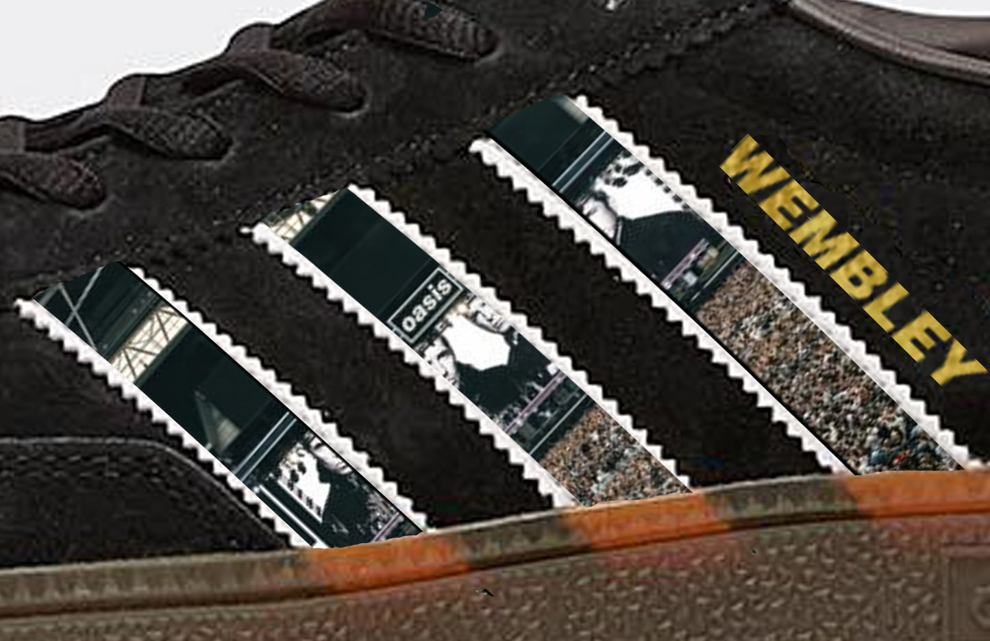 Limited edition Oasis Live 25 Wembley Adidas custom Black / white Handball Spezial trainers / sneakers