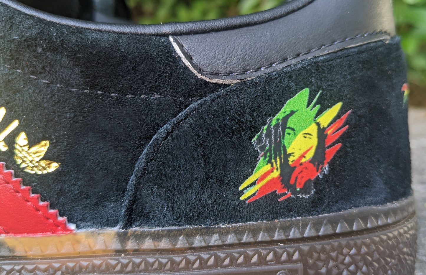 Limited edition Bob Marley black / red/ yellow / green Adidas custom Handball Spezial trainers / sneakers