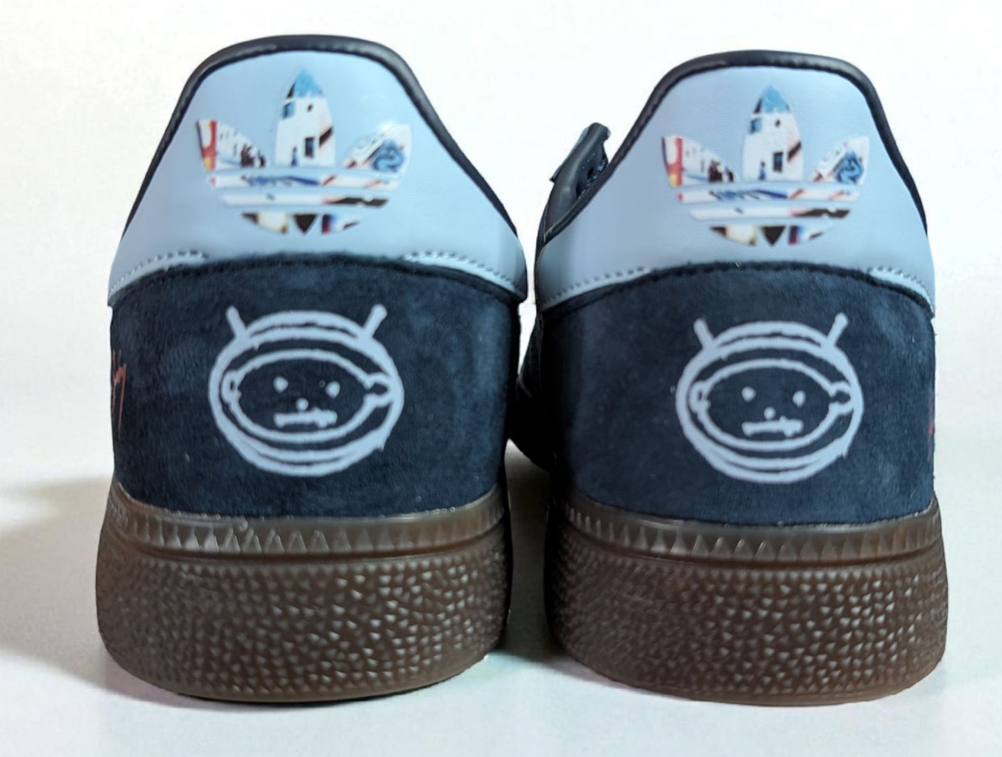 Limited edition U2 Achtung Baby Navy blue Adidas custom Handball Spezial trainers / sneakers