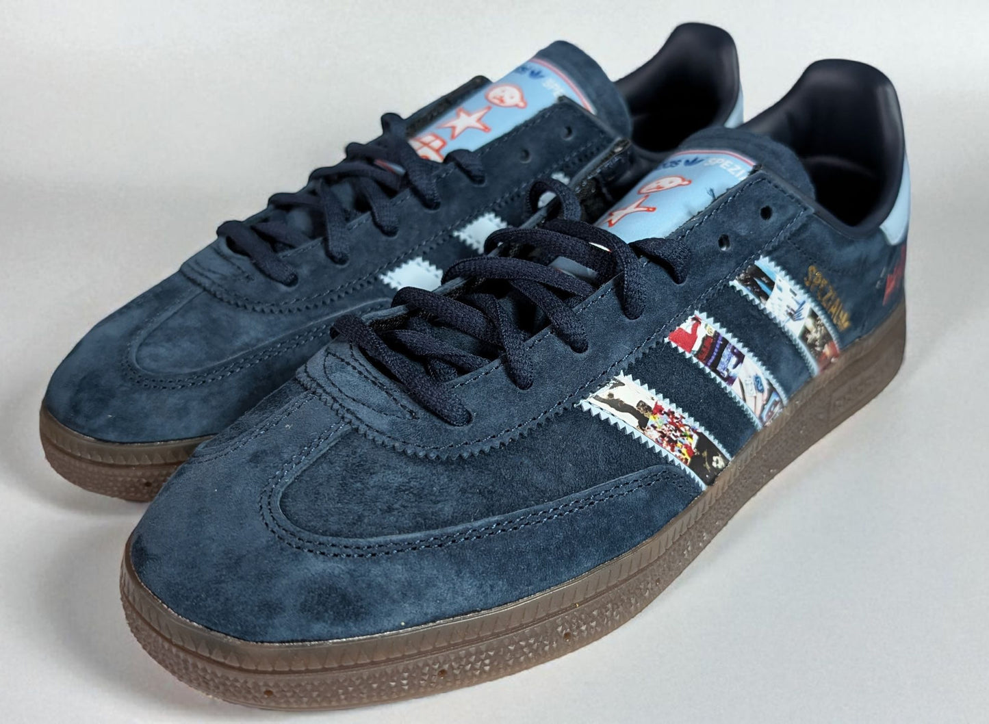 Limited edition U2 Achtung Baby Navy blue Adidas custom Handball Spezial trainers / sneakers