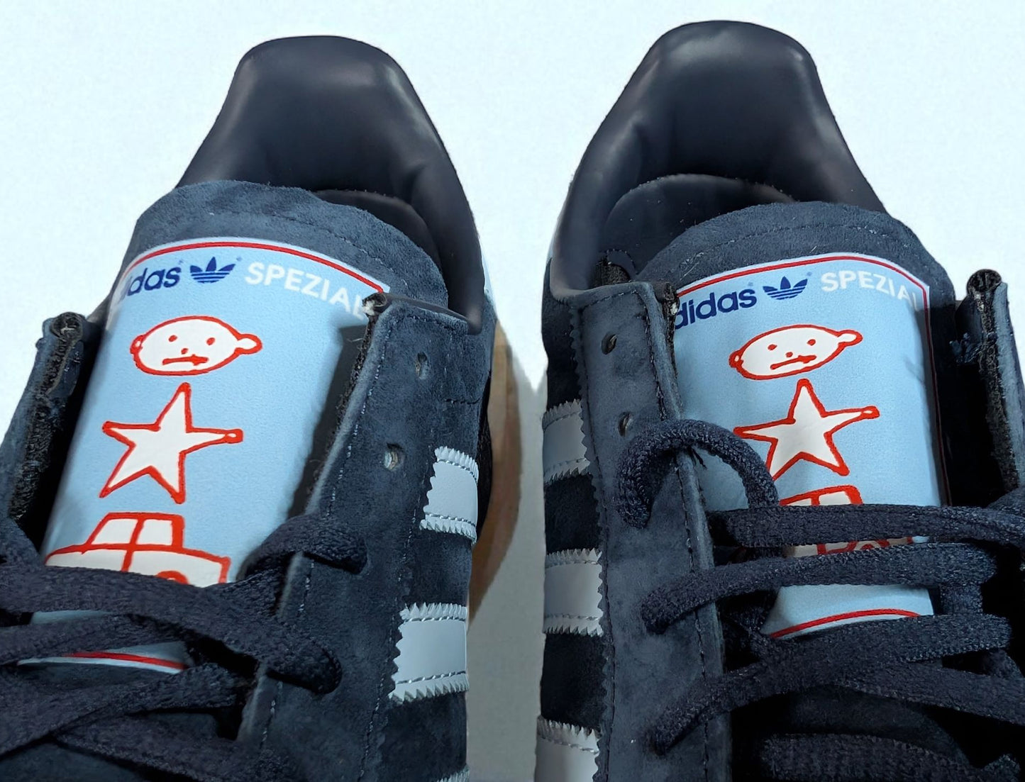 Limited edition U2 Achtung Baby Navy blue Adidas custom Handball Spezial trainers / sneakers