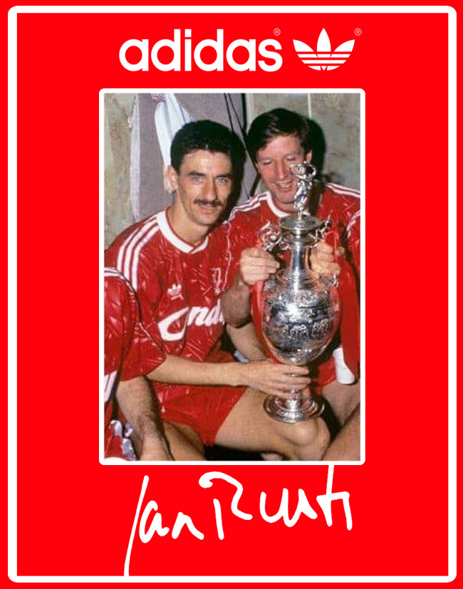 Limited edition Liverpool FC Ian Rush Candy 89/90 Kit red / white Adidas custom Jabbar trainers / sneakers