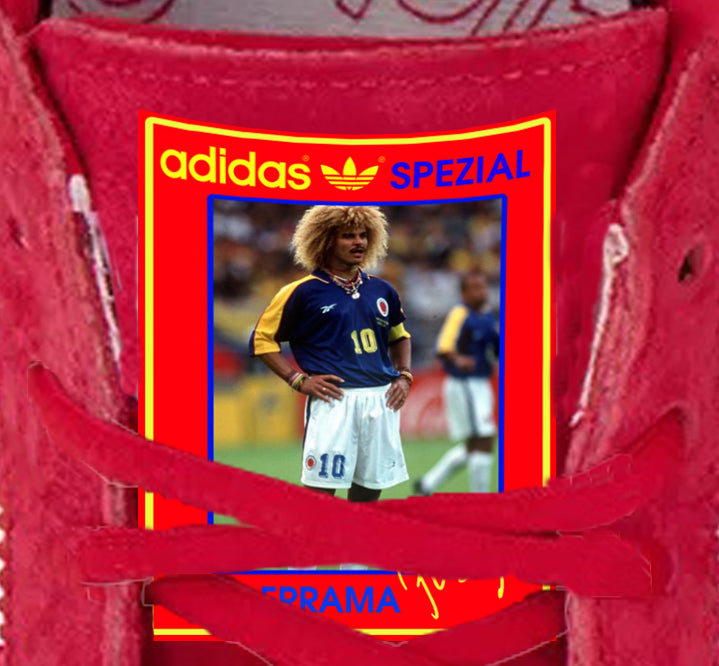 Limited edition Carlos Valderrama Adidas Spezial red custom trainers / sneakers