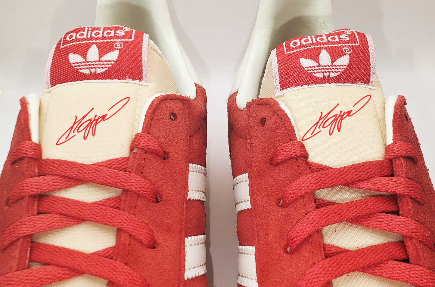 Limited edition Liverpool FC Jurgen Klopp Farewell red / white Adidas custom Gazelle trainers / sneakers