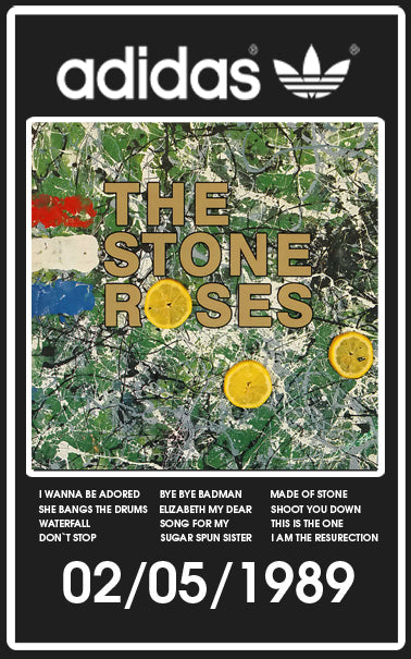 Limited edition The Stone Roses album black Adidas custom Kick 76 trainers / sneakers