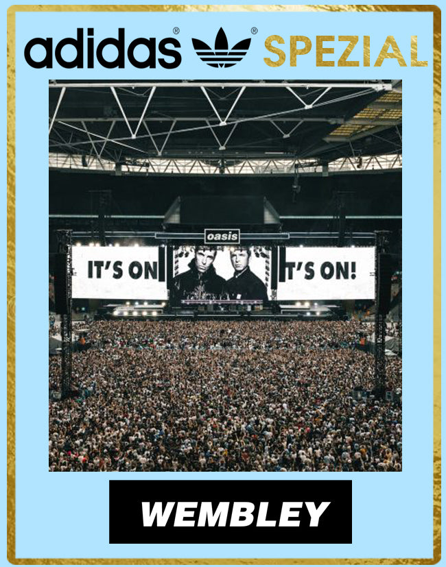 Limited edition Oasis Live 25 Wembley Adidas custom Light blue / white Handball Spezial trainers / sneakers