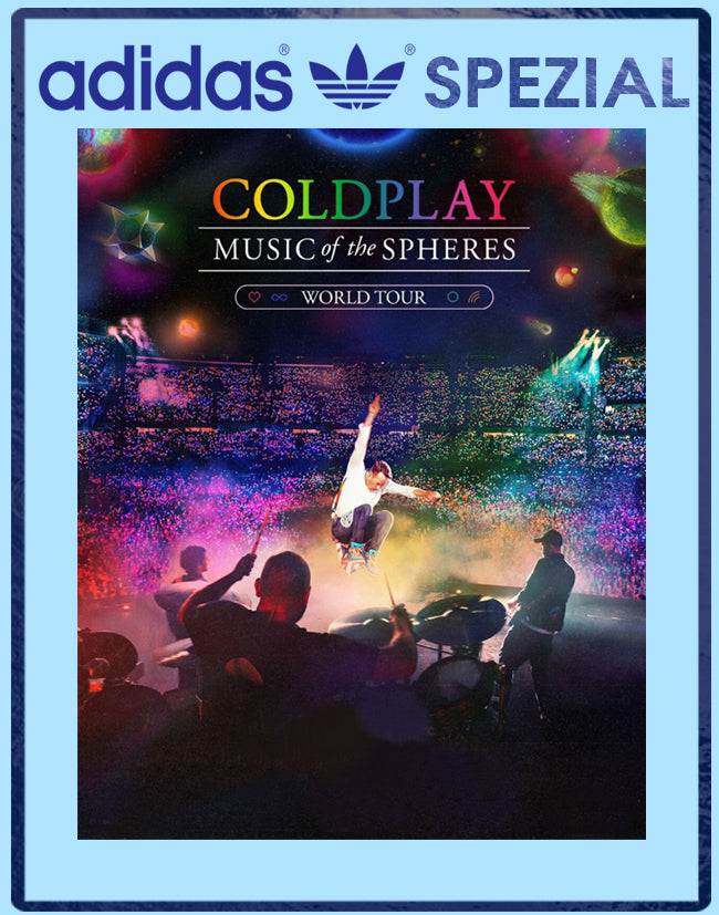 Limited edition Coldplay - Music of the Spheres Adidas custom Light blue / white Handball Spezial trainers / sneakers