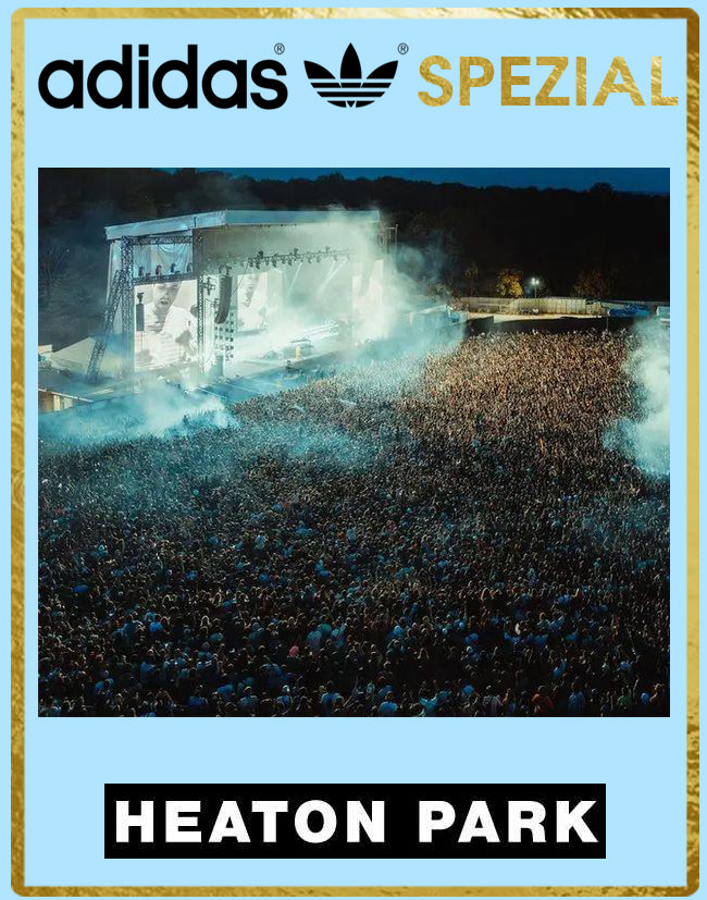 Limited edition Oasis Live 25 Heaton Park Adidas custom Blue / white Handball Spezial trainers / sneakers