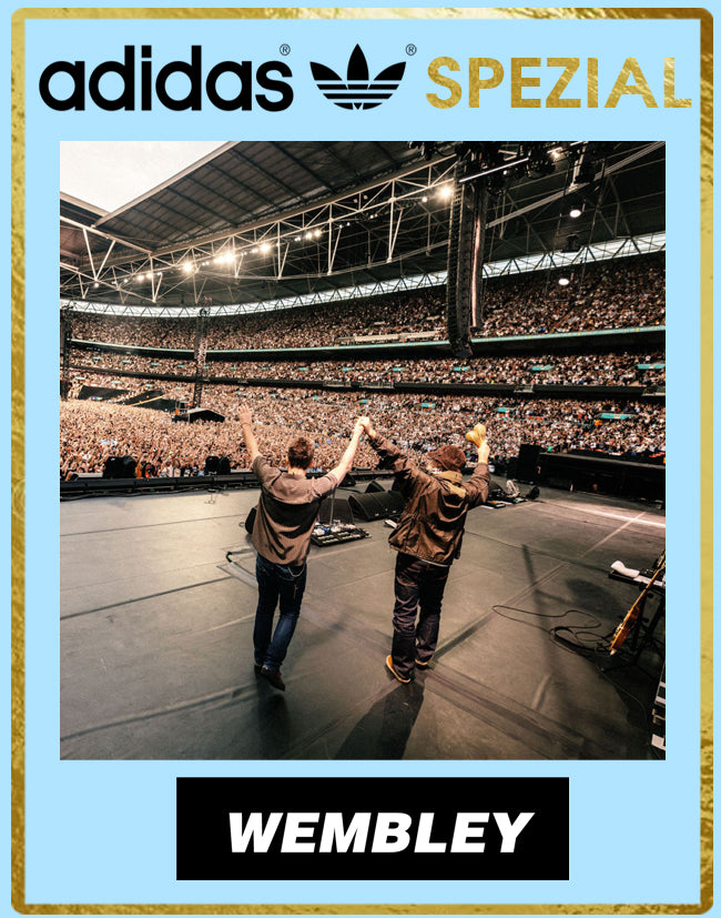 Limited edition Oasis Live 25 Wembley Adidas custom Light blue / white Handball Spezial trainers / sneakers