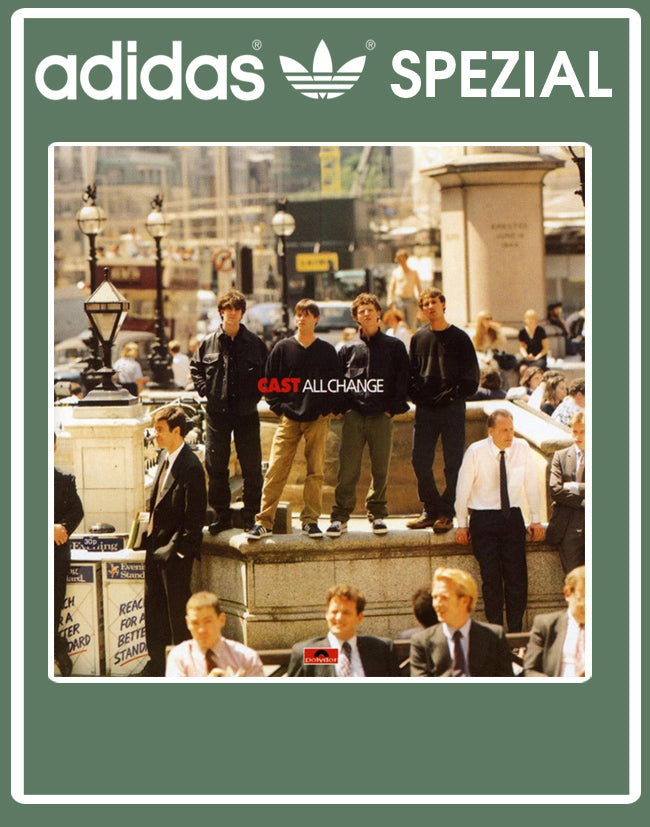 Limited edition Cast - All Change- adidas original Green / white Handball Spezial custom trainers / sneakers