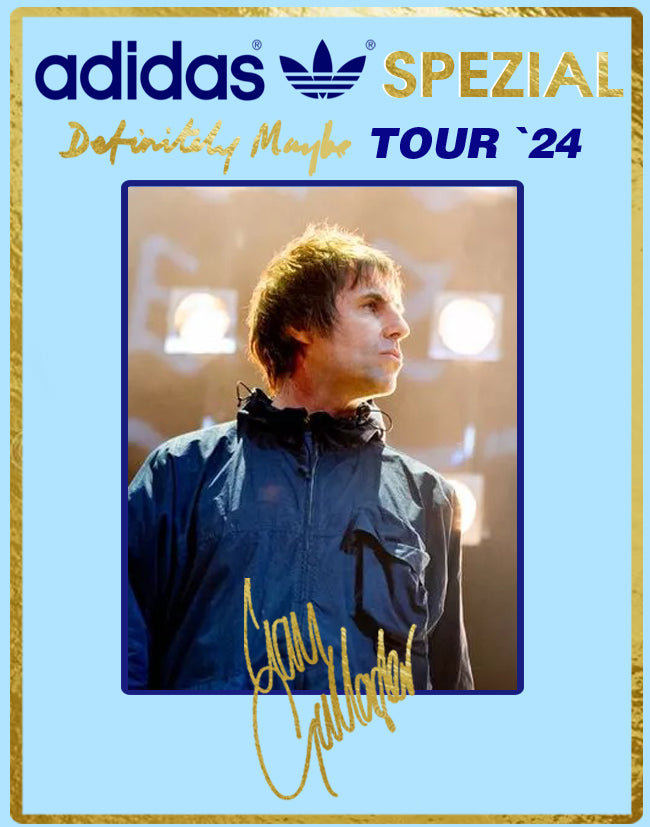 Limited edition Oasis Definitely maybe Liam Gallagher tour 2024 inspired blue /white Adidas custom Handball Spezial trainers / sneakers