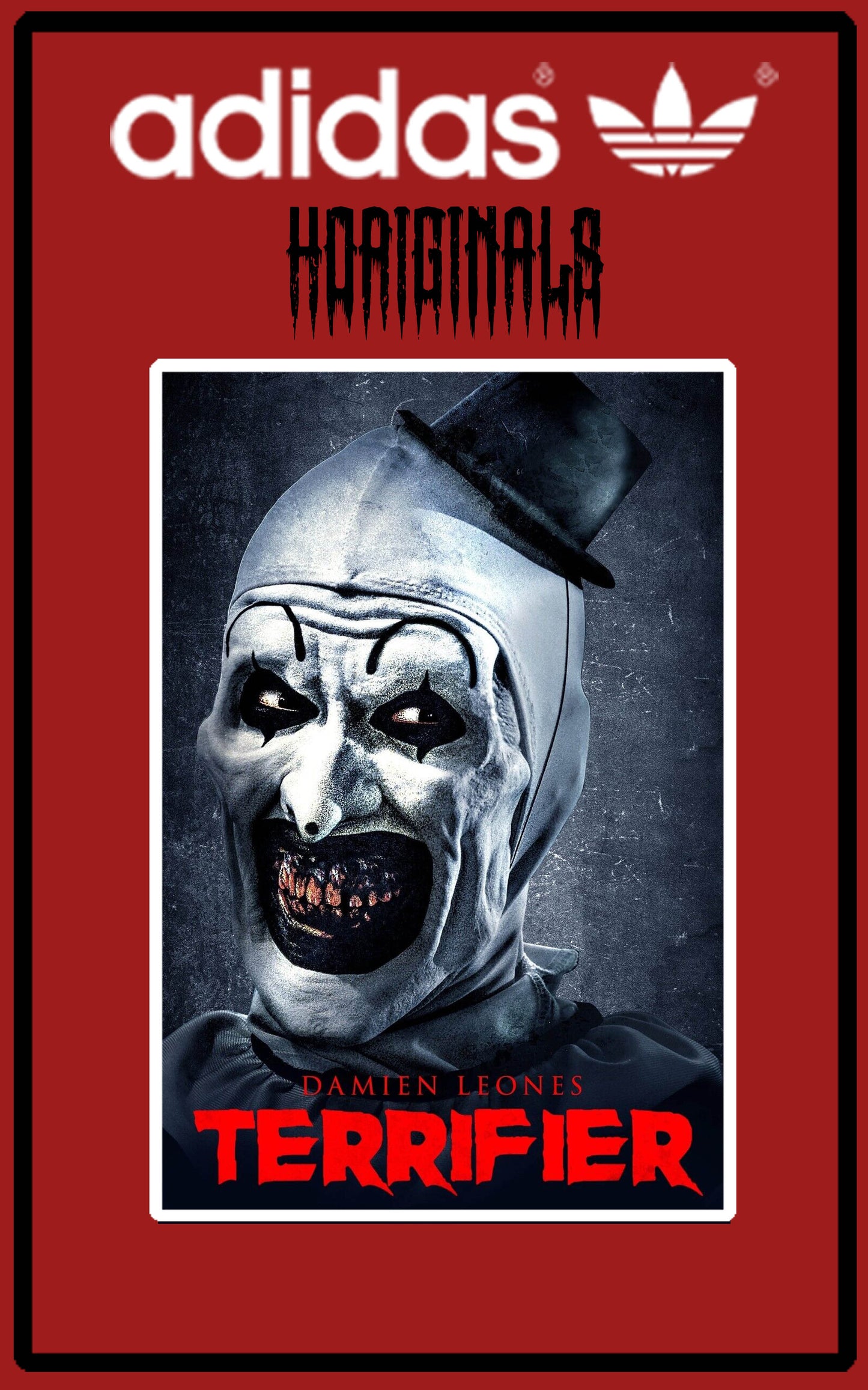 Limited edition Adidas "Horiginals" Terrifier Movie Custom Bermuda Dark red trainers / sneakers