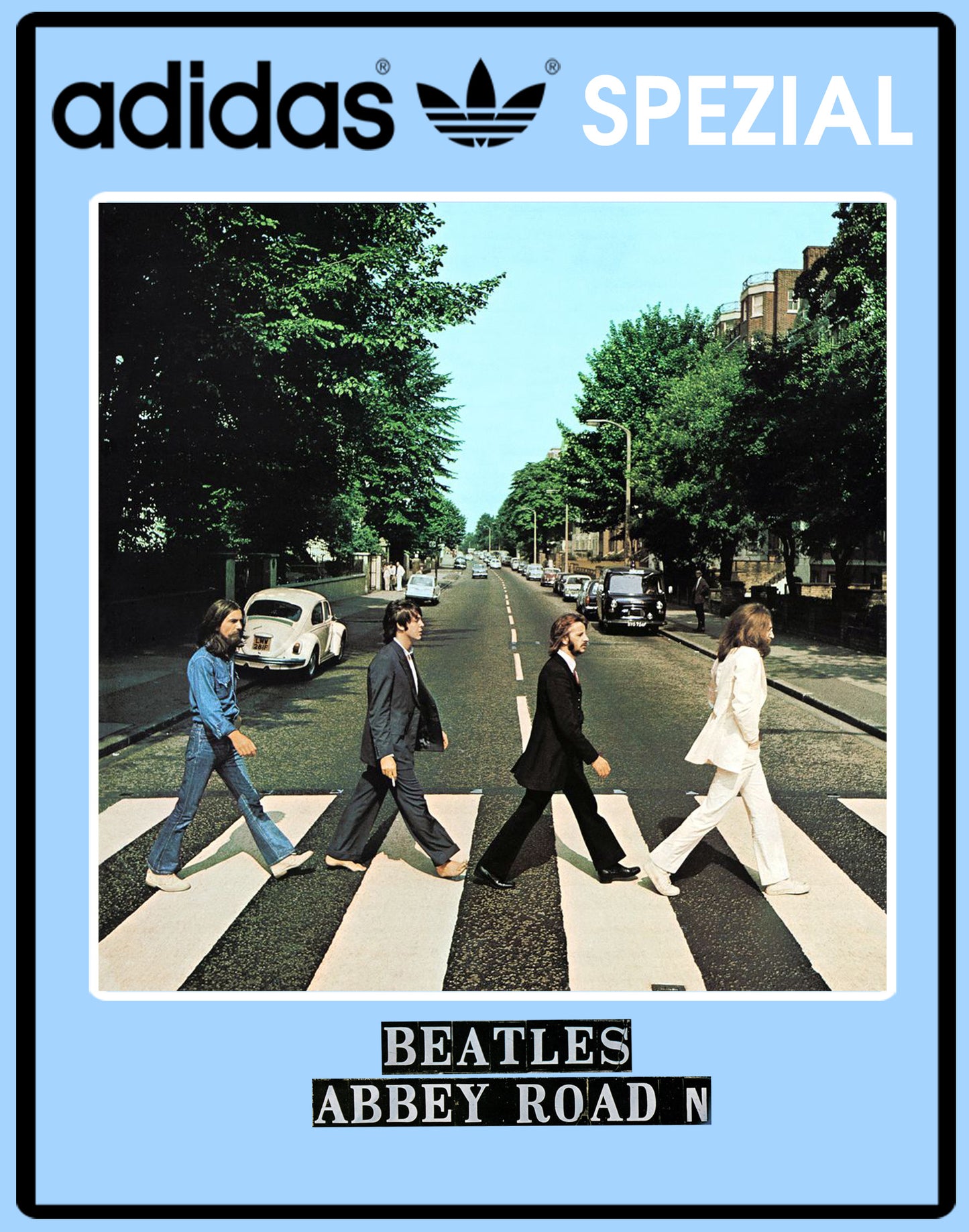 Limited edition The Beatles Abbey Road blue / white suede Adidas Handball Spezial trainers / sneakers
