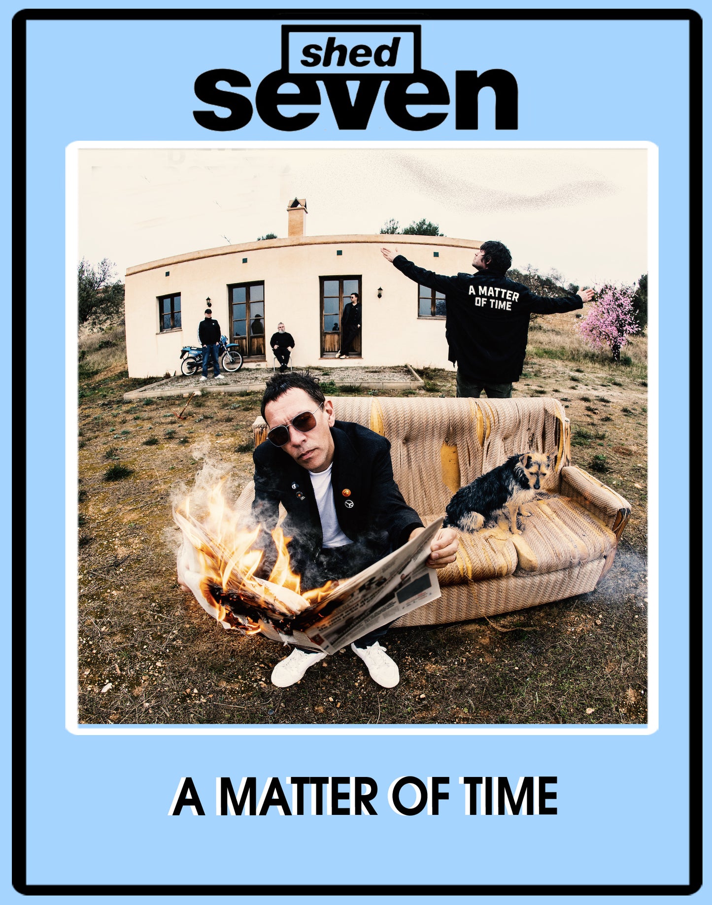 Limited edition Shed Seven A matter of Time inspired Light Blue Adidas custom Handball Spezial trainers / sneakers