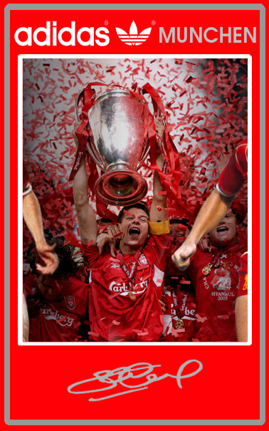 Limited edition Liverpool FC Steven Gerrard Istanbul `05 Adidas Munchen red custom trainers / sneakers