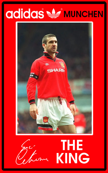 Limited edition Manchester United Eric Cantona inspired Red / Black Adidas custom Munchen trainers  / sneakers