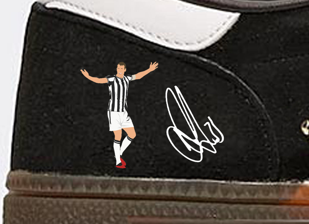 Limited edition Newcastle United Wembley 25 winners inspired Black /White/ Adidas custom Handball Spezial trainers / sneakers