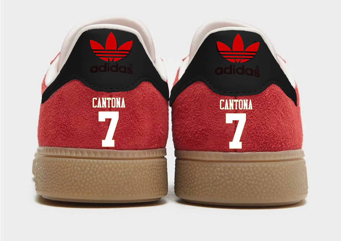 Limited edition Manchester United Eric Cantona inspired Red / Black Adidas custom Munchen trainers  / sneakers