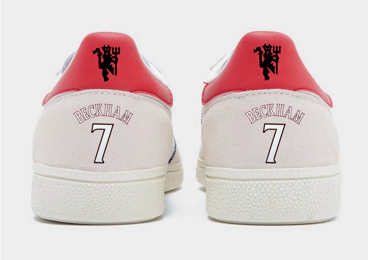 Limited edition Manchester United David Beckham inspired White Red / Black Adidas custom Spezial trainers / sneakers