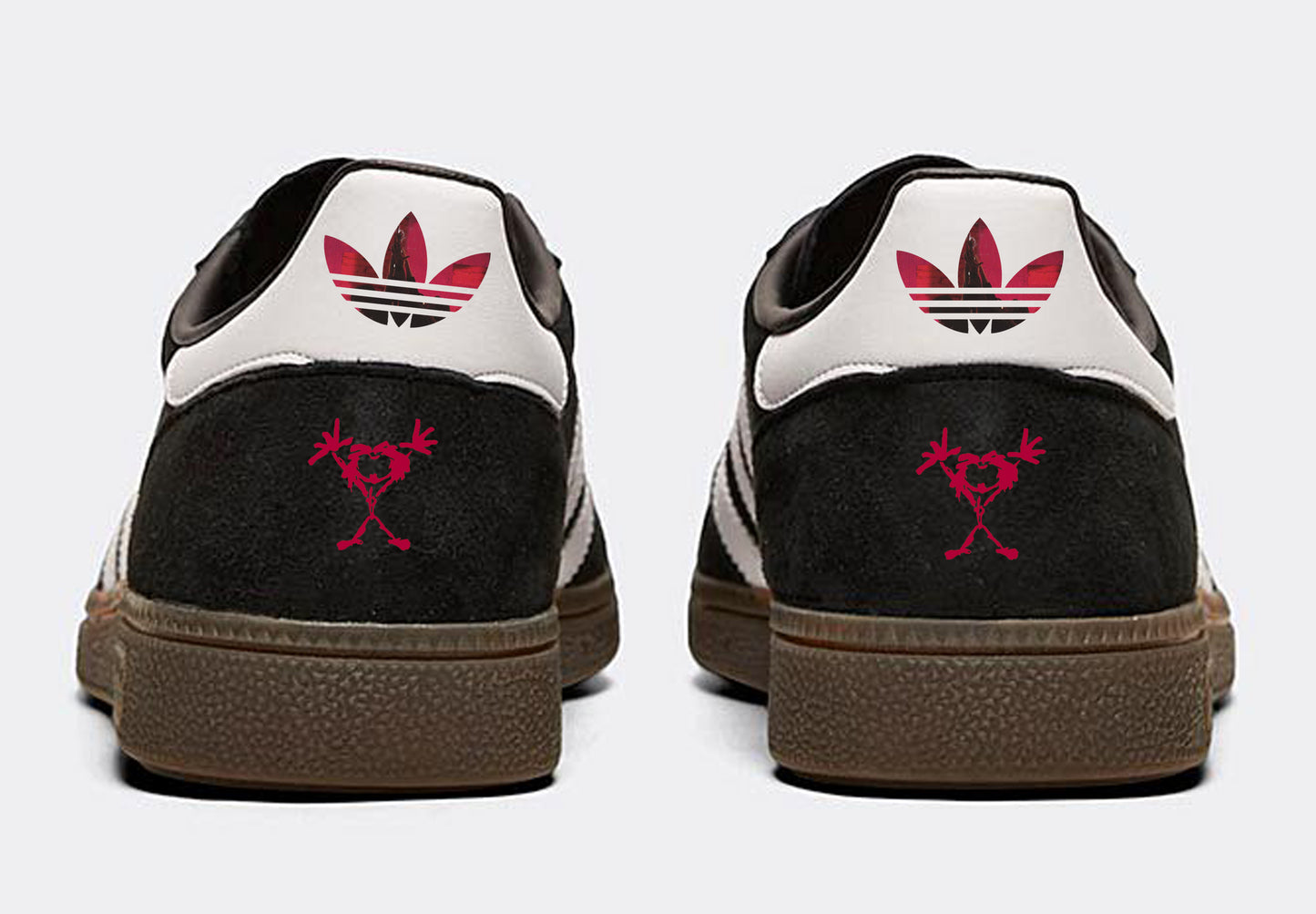 Limited edition Pearl Jam TEN inspired black / white Adidas custom Handball Spezial trainers / sneakers