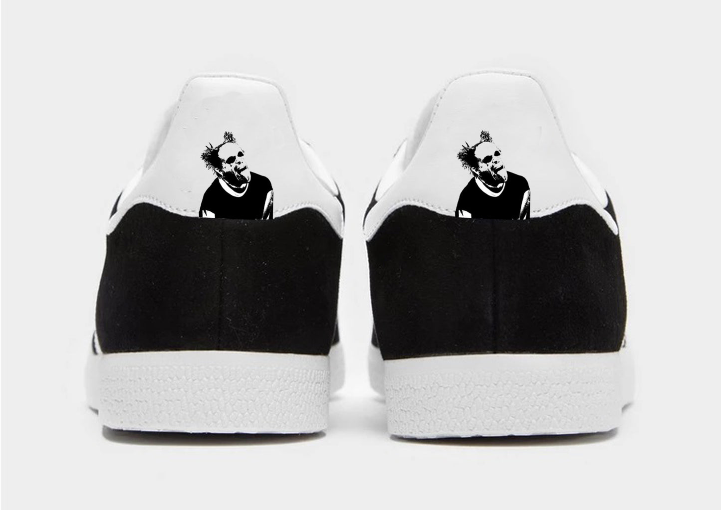 Limited edition The Prodigy / Keith Flint inspired Black  Adidas custom Gazelle trainers / sneakers