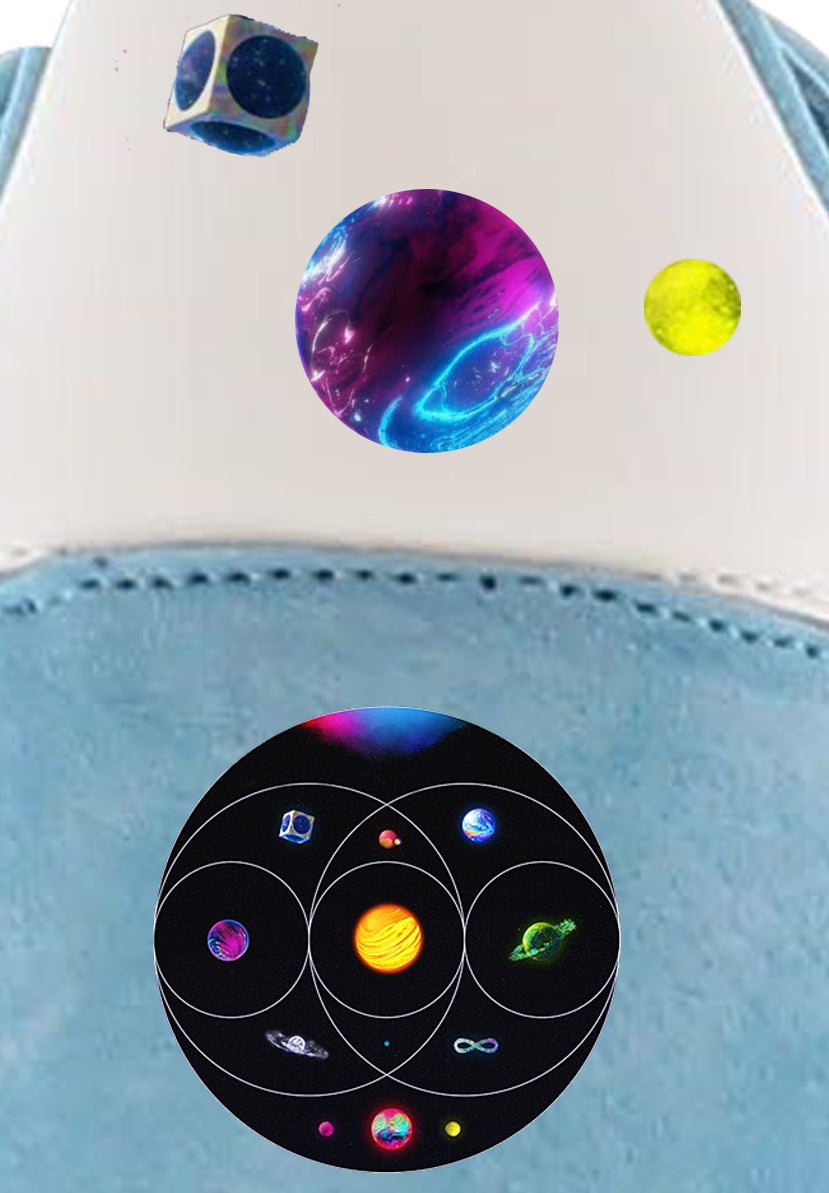 Limited edition Coldplay - Music of the Spheres Adidas custom Light blue / white Handball Spezial trainers / sneakers