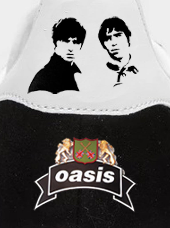 Limited edition Oasis The Masterplan inspired Black Adidas custom Gazelle trainers / sneakers