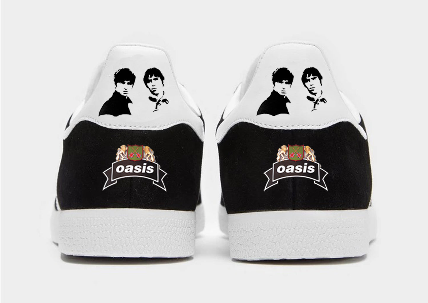 Limited edition Oasis The Masterplan inspired Black Adidas custom Gazelle trainers / sneakers