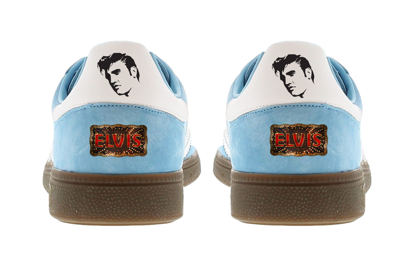 Limited edition Elvis Presley blue / white suede Adidas Handball Spezial trainers / sneakers
