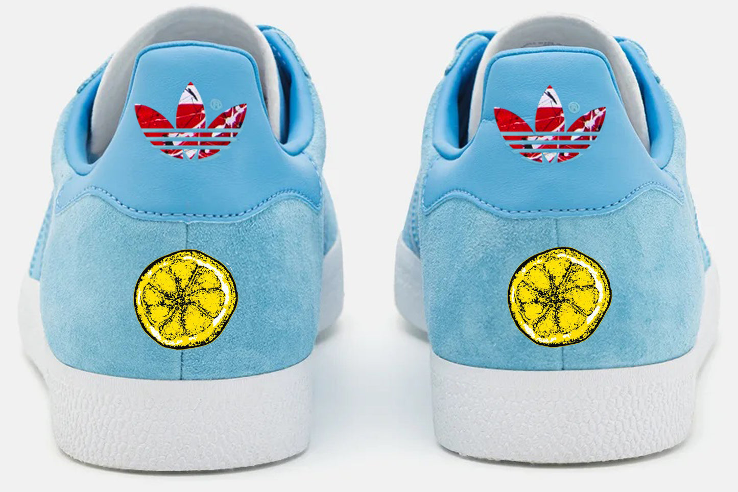 Limited edition The Stone Roses Waterfall Aqua blue Adidas custom Gazelle trainers / sneakers