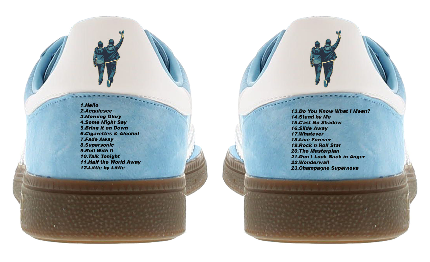 Limited edition Oasis Live 25 Wembley Adidas custom Light blue / white Handball Spezial trainers / sneakers