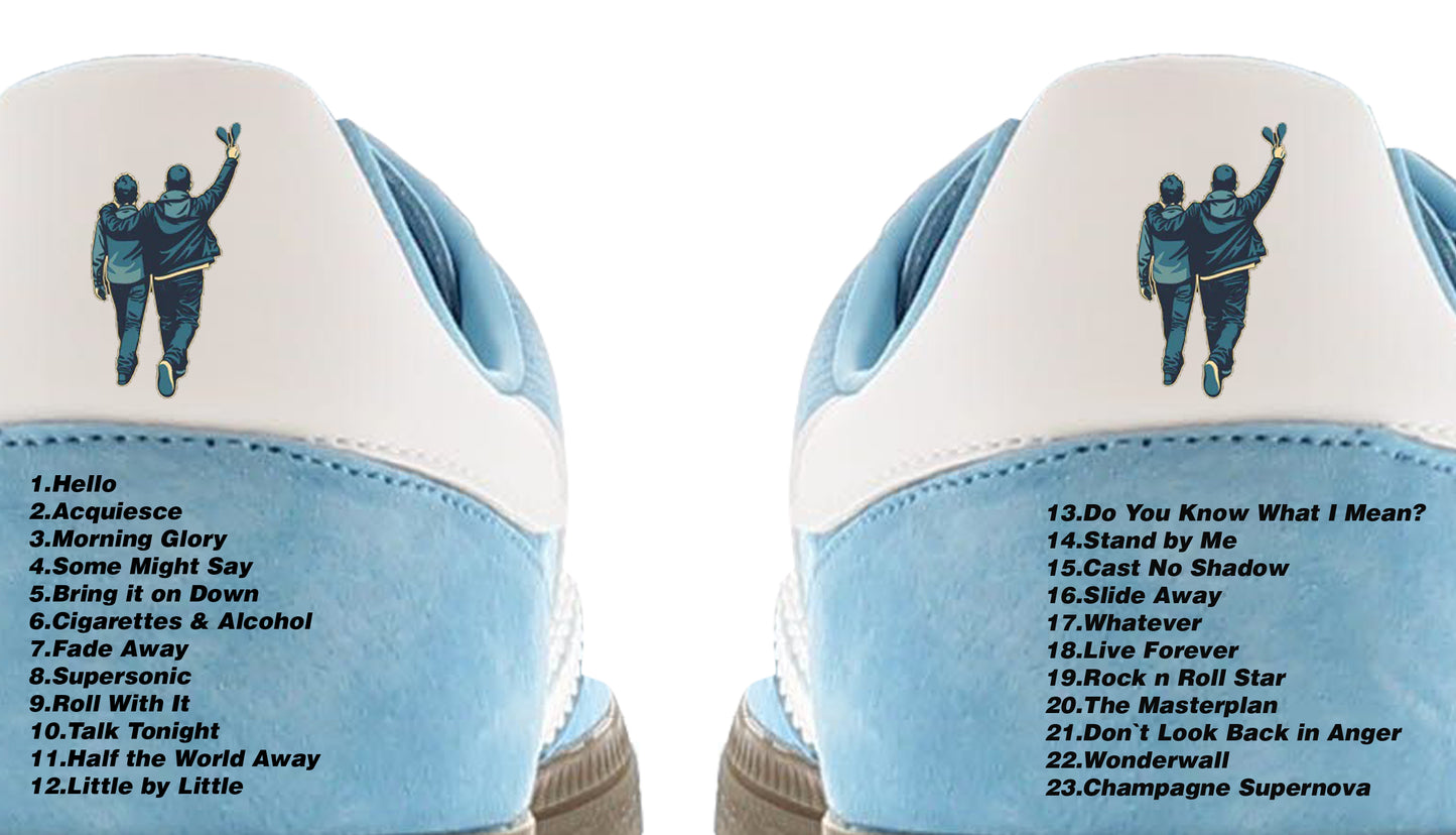 Limited edition Oasis Live 25 Wembley Adidas custom Light blue / white Handball Spezial trainers / sneakers