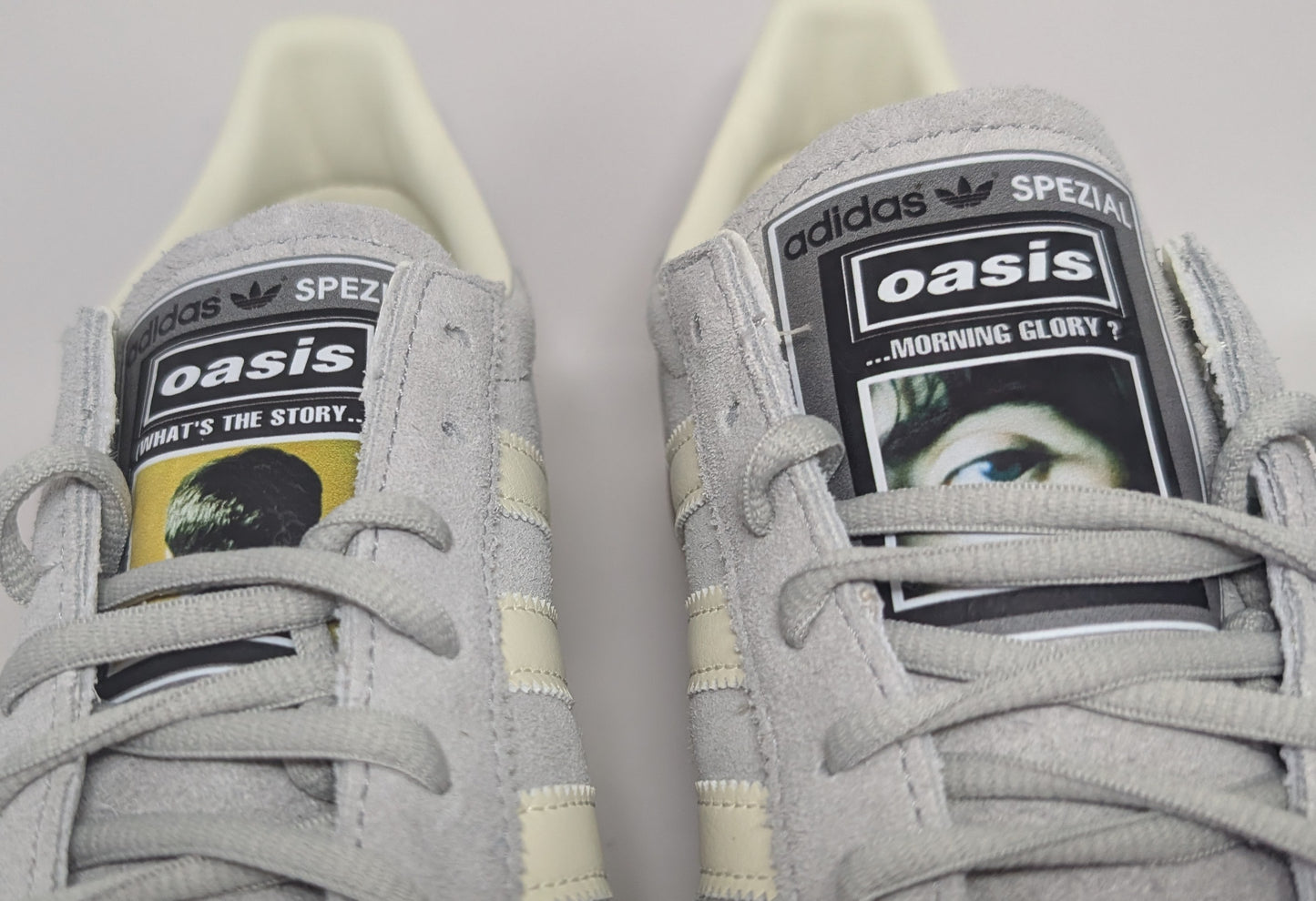Limited edition Oasis What`s the story morning glory grey / black Adidas custom Handball Spezial trainers / sneakers