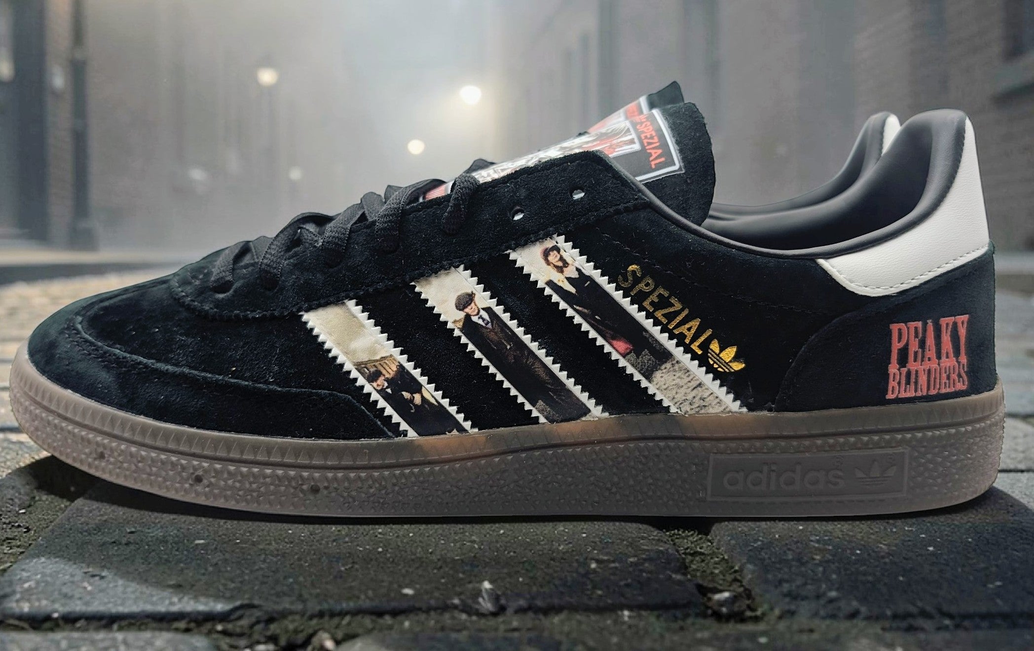 adidas gazelle silver green womens Limited edition Peaky Blinders Black Adidas Spezial trainers / sneaker –  Sneakcustomtrainers.com