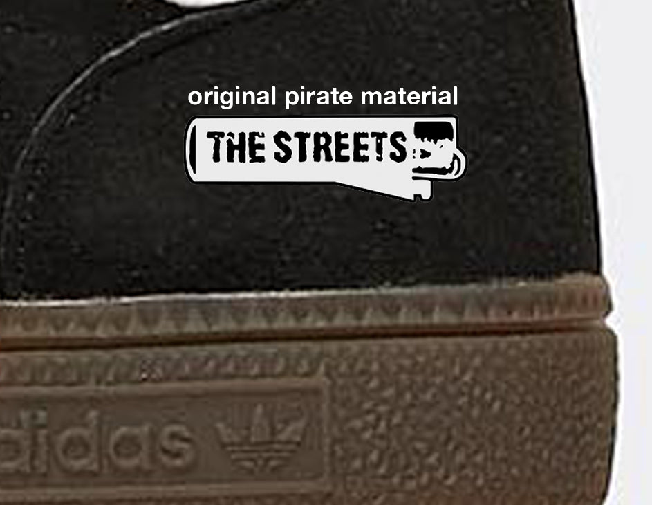 Limited edition The Streets Original Pirate Material inspired black / white Adidas custom Handball Spezial trainers / sneakers