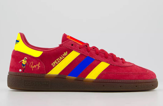 Limited edition Carlos Valderrama Adidas Spezial red custom trainers / sneakers
