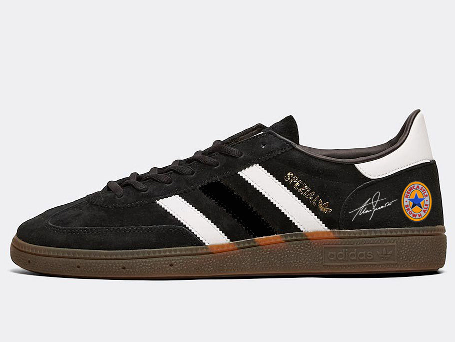 Limited edition retro Newcastle Alan Shearer inspired Black /White/ Adidas custom Handball Spezial trainers / sneakers