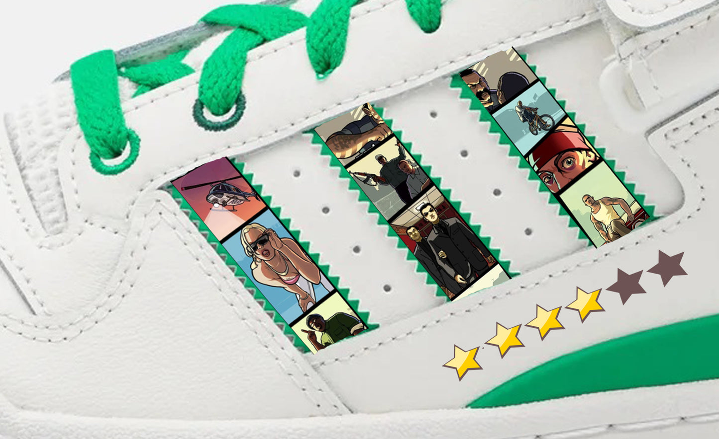 Limited edition GTA San Andreas Green / White Adidas custom Rivalry low trainers / sneakers