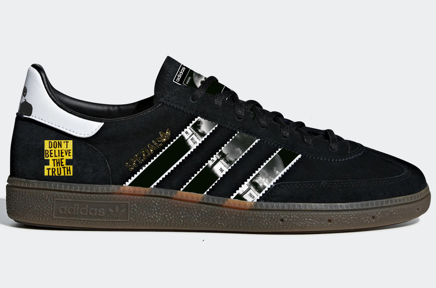 Limited edition Oasis - Don`t believe the truth - Adidas Black custom Spezial trainers / sneakers