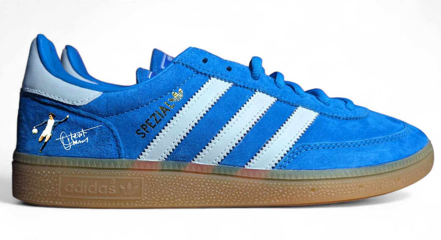 Limited edition Birmingham City Trevor Francis blue / white Adidas custom Handball Spezial trainers /sneakers