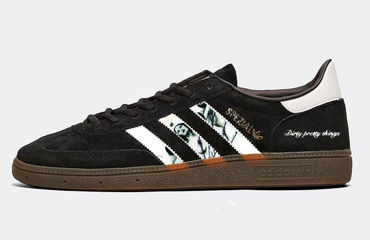 Limited edition Dirty Pretty Things Waterloo to anywhere inspired black / white  Adidas custom Handball Spezial trainers / sneakers