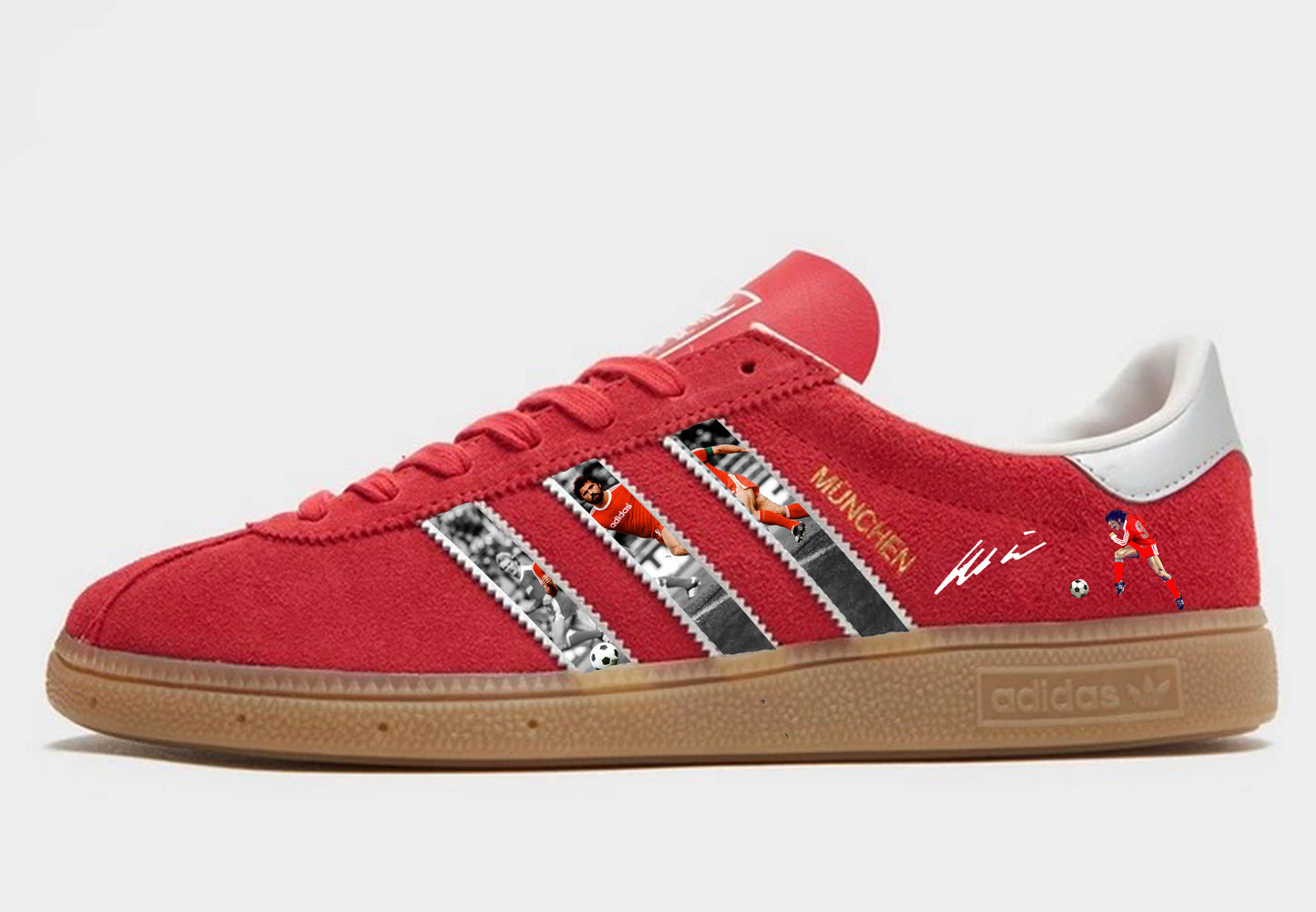 Limited edition Bayern Munich FC Gerd Muller Adidas Munchen red custom trainers / sneakers