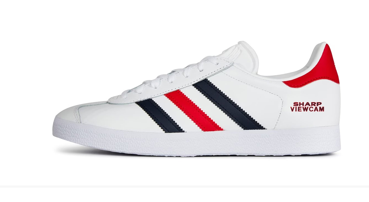 Limited edition Manchester United Roy Keane `99 inspired White Red / Black Adidas custom Gazelle trainers / sneakers