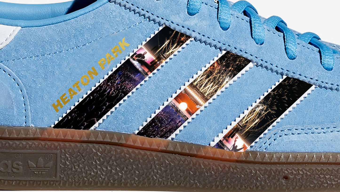 Limited edition Oasis Live 25 Heaton Park Adidas custom Blue / white Handball Spezial trainers / sneakers