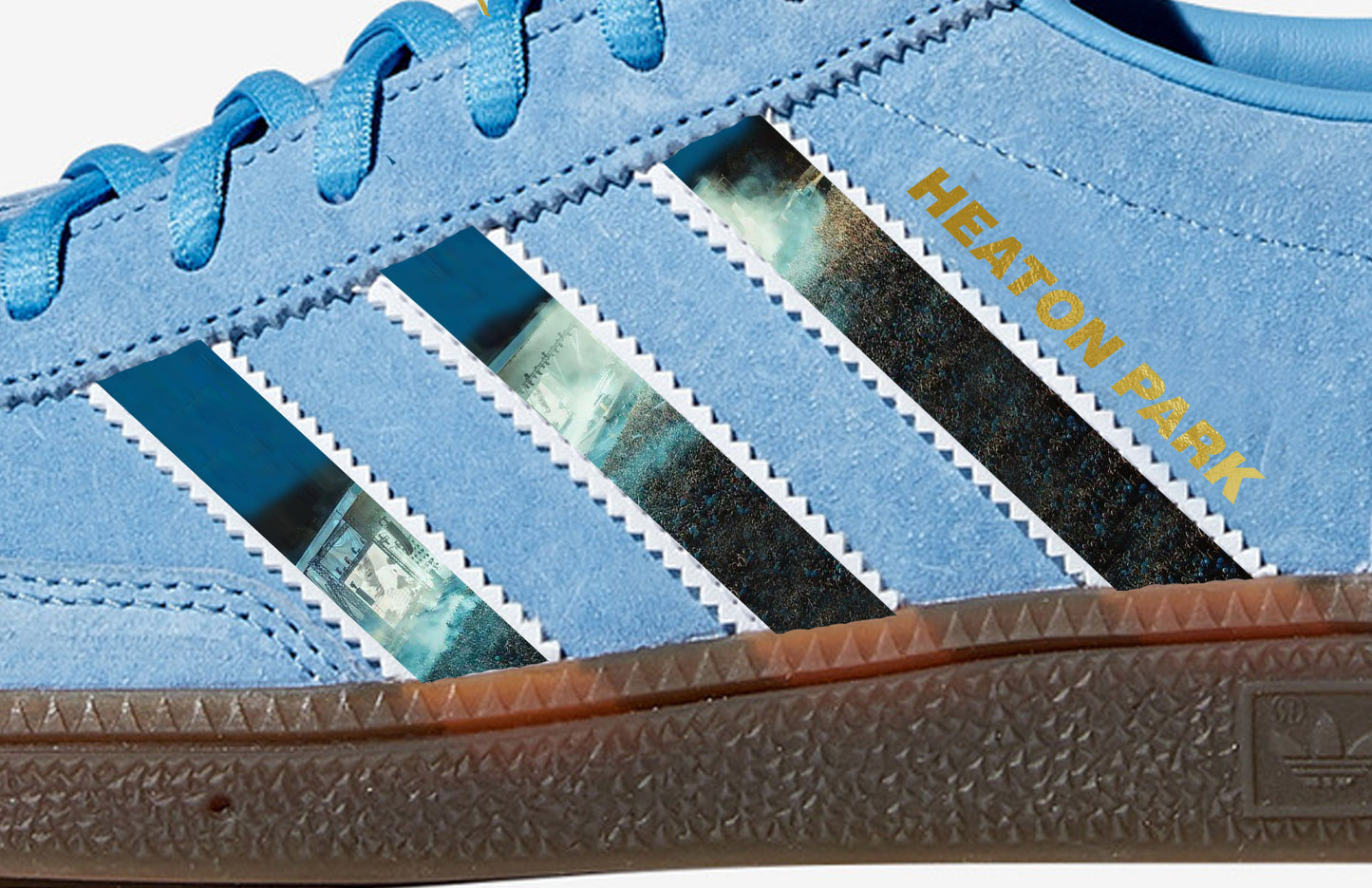Limited edition Oasis Live 25 Heaton Park Adidas custom Blue / white Handball Spezial trainers / sneakers